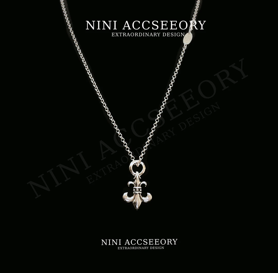 『素船锚鸾尾花』外贸潮奢复古银色时尚精致个性毛衣链