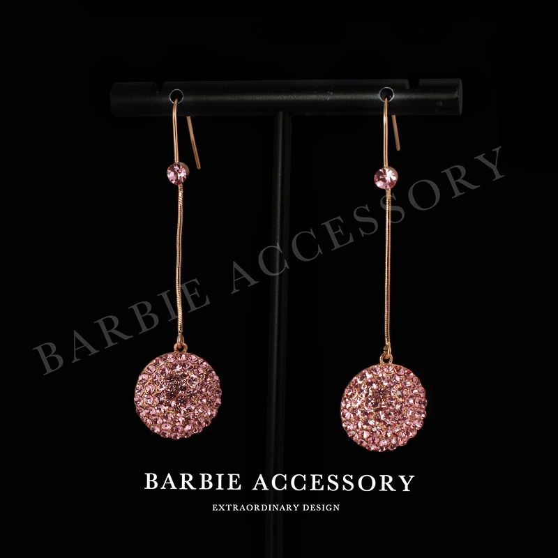 桃粉女孩Y2K欧美轻奢千禧少女孤Y2K时尚设计款个性满镶粉钻耳线