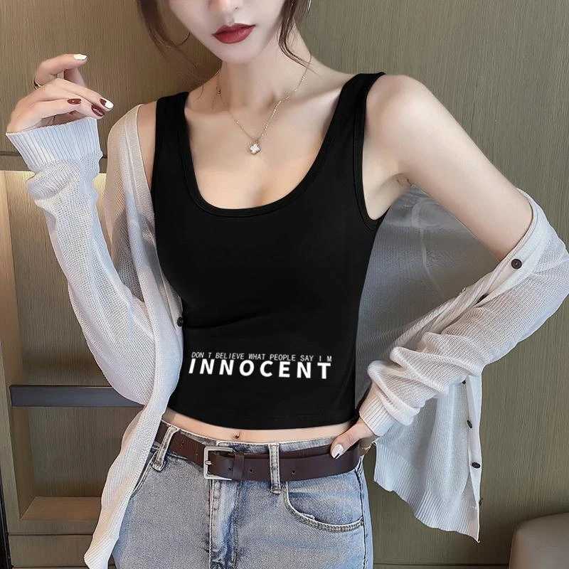 吊带背心女内搭新款黑色打底纯棉夏外穿高腰美背短款设计感上衣