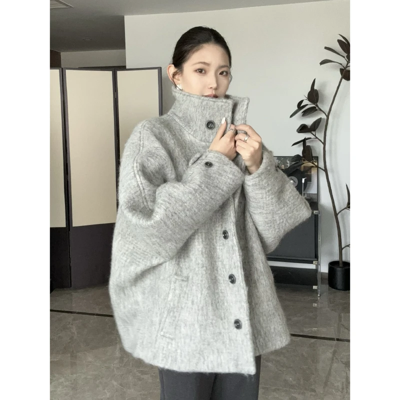 JOOMUUOFFICE 廓形立领蝙蝠袖大衣