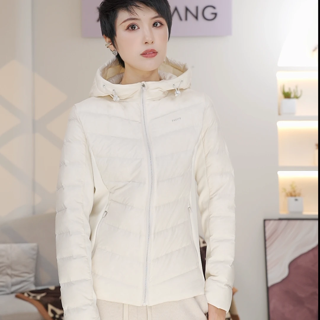 2024年新款轻薄羽绒服女短款运动上衣连帽瑜伽简约羽绒外套