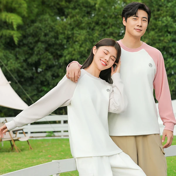 AJ秋冬新款情侣撞色卫衣男女同款打底衫时尚休闲减龄宽松圆领上衣