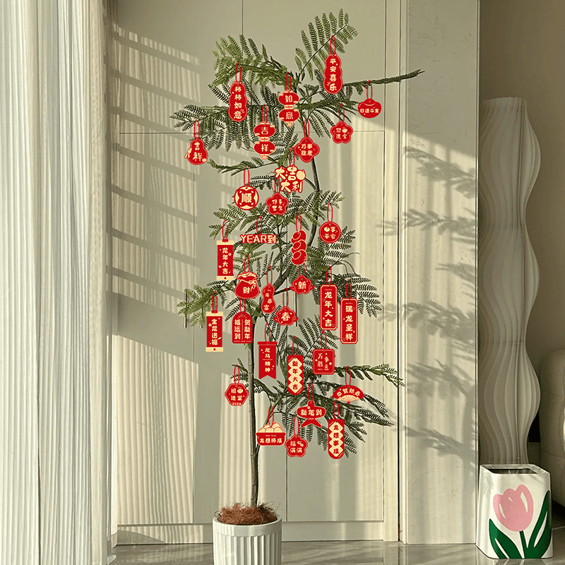 元旦盆景装饰用品布置小挂件春节过年红灯笼福字挂饰