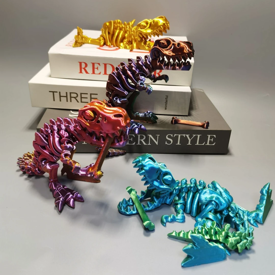 3D打印霸王龙一体式颅骨恐龙模型关节可动创意摆件潮玩手办礼品