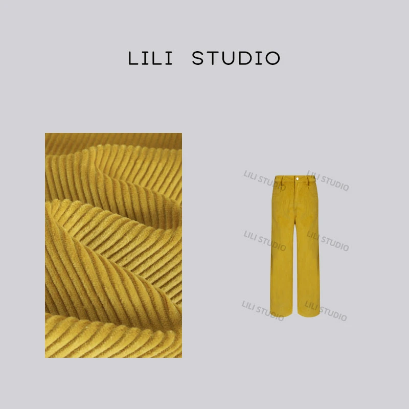 PCNY「落日屋梁」不理理秋季新款女装宽松阔腿时尚灯芯绒休闲裤女