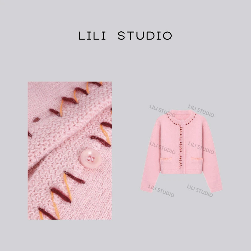 PCNY「粉蜜冬意」不理理冬季新款女装新款甜美气质长袖针织衫0100