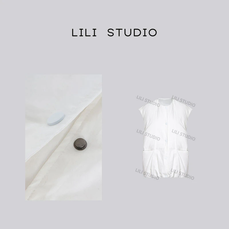 PCNY「白粉笔」不理理秋冬新款女装极简简约宽松保暖白鸭绒羽绒马甲