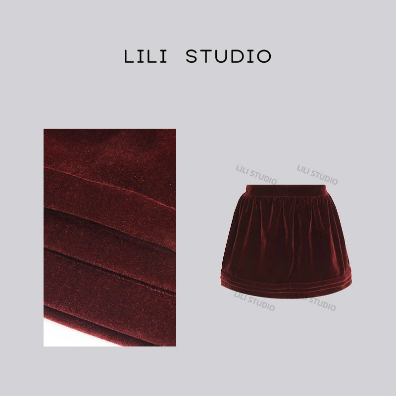 PCNY「微醺红城」不理理冬季新款女装简约百搭半身裙女