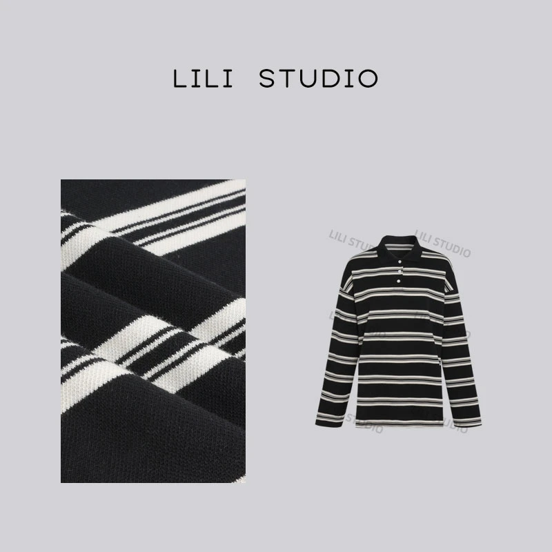 PCNY「条纹元素」不理理秋季新款小众女装宽松条纹时尚长袖t恤女