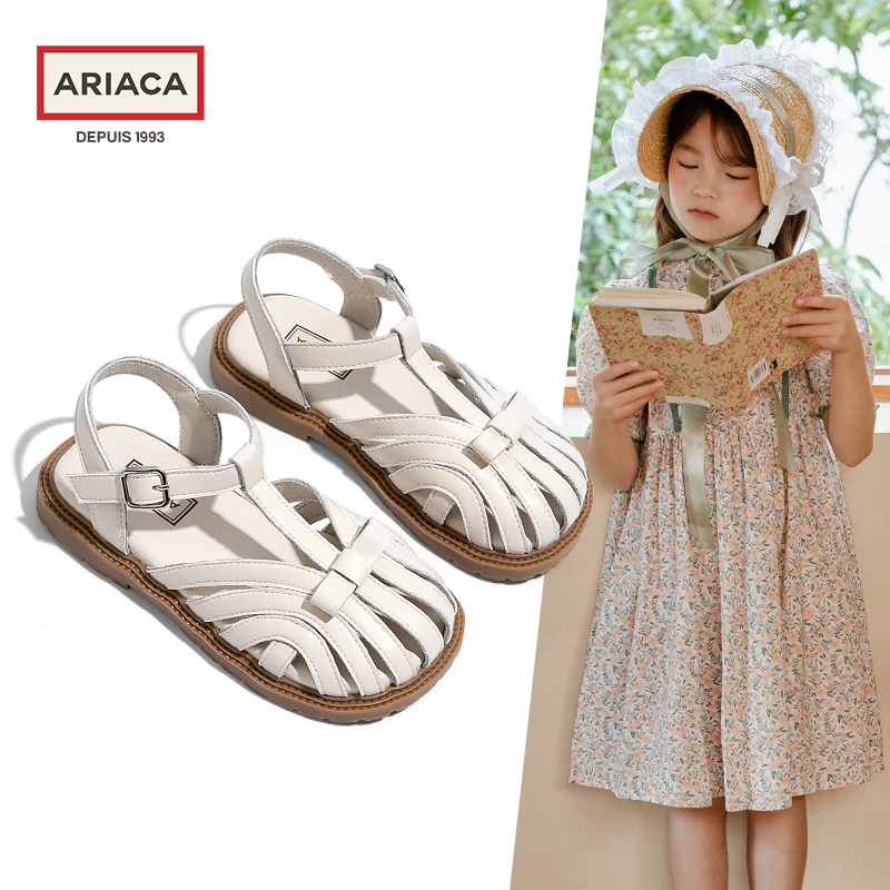 ARIACA艾芮苏女童编织凉鞋中大童2024年夏季新款儿童软底包头童鞋