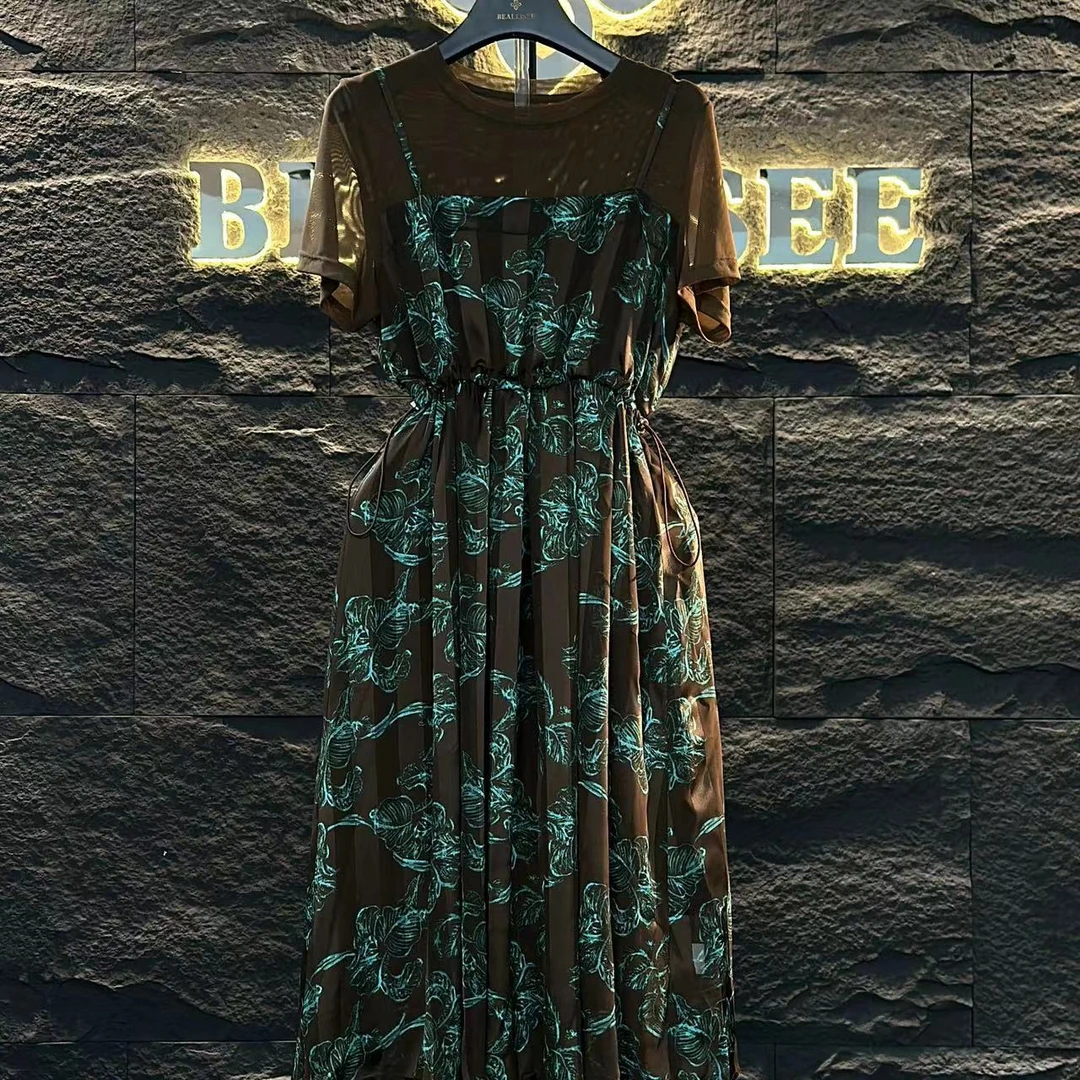 【茶茶】编码‘26’夏季短袖显瘦气质时尚大码复古连衣裙BLS-A215