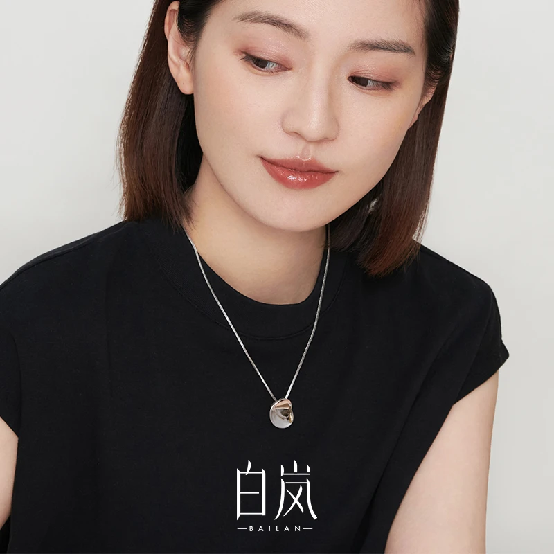坠链均925银 白岚圆币项链女新潮款气质轻奢百搭吊坠颈链XL2775