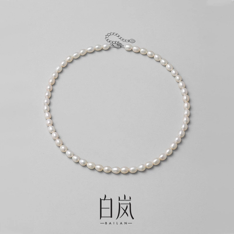 白岚椭圆珍珠项链S925银女2024年新款气质轻奢百搭串珠颈饰XL3600