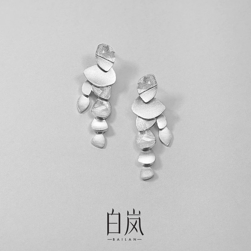 925银耳饰 白岚秋水耳钉925银新款气质轻奢耳环女精致小众ED4417