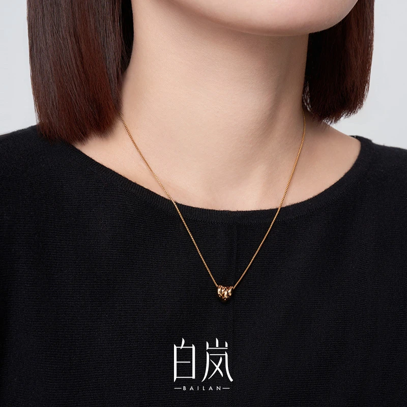 坠链均925银 白岚结爱项链女简约百搭925银轻奢金色新款XL4598