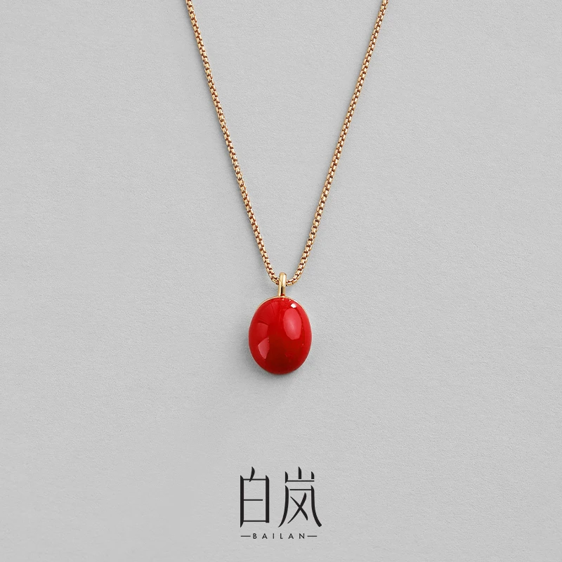 坠链均925银 【节日限定】白岚红豆项链设计轻奢520红色珐琅XL3565