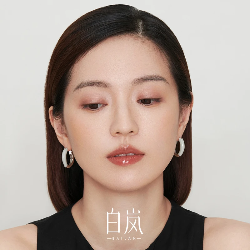 925银珐琅耳饰 白岚珐琅圆耳环925银耳钉女气质小众简约潮ED3230