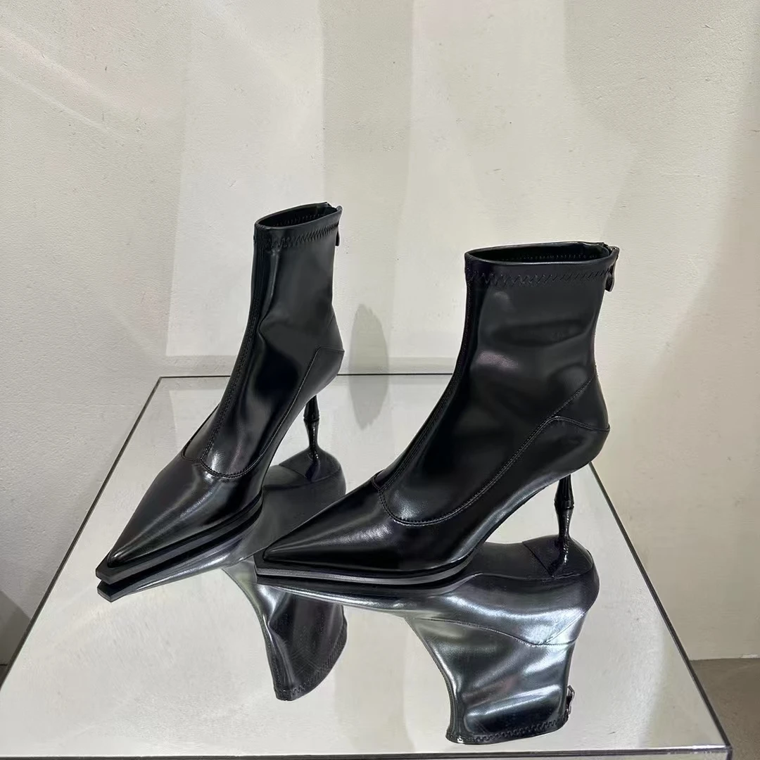 【罗伊伊新品】尖头细跟短靴百搭时尚瘦瘦靴气质