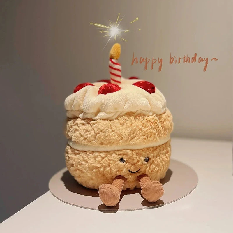 生日蛋糕小抱枕会唱歌毛绒玩具趣味搞怪生日玩偶礼物
