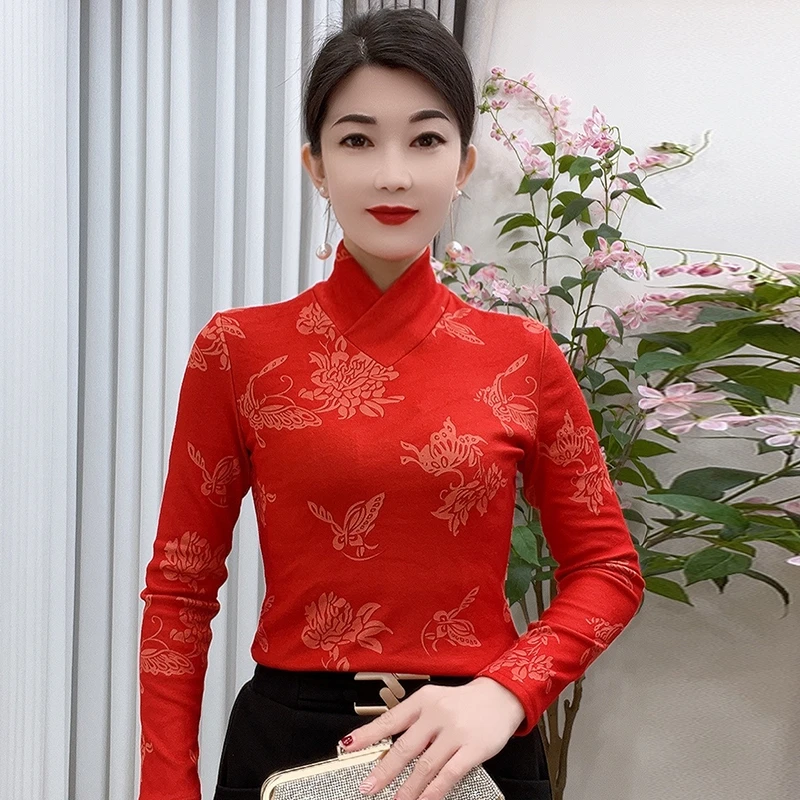 2907秋冬时尚加绒长袖打底衫气质内搭显瘦洋气上衣百搭秋冬打底衫