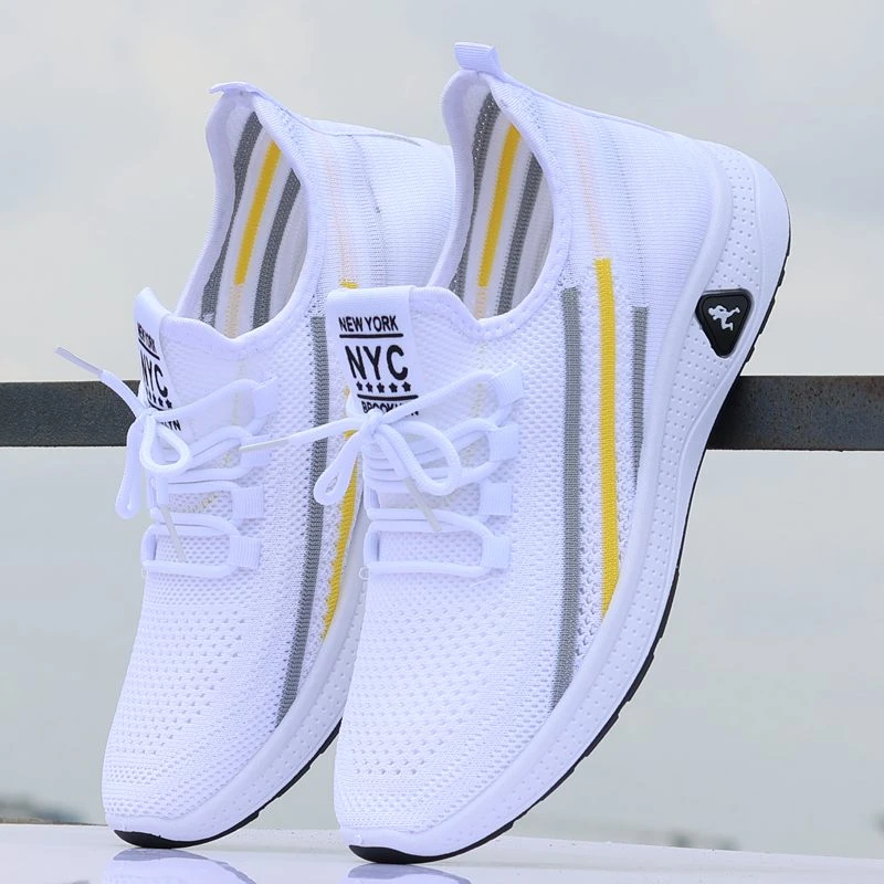 男鞋夏季透气薄款网面运动休闲跑步鞋一脚蹬网眼镂空网鞋小白鞋子