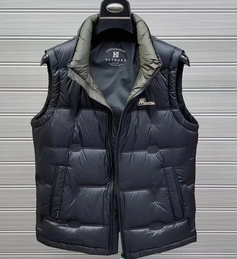 新款秋冬季休闲无袖马甲加厚保暖百潮流轻薄百搭外穿立领韩版男士