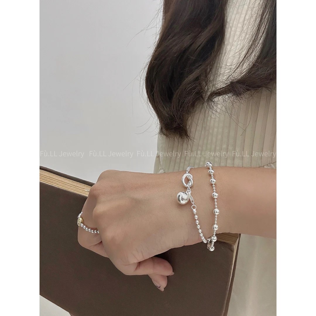 925银手链 【心结】韩国博主同款打结圆球手链925纯银设计感ins