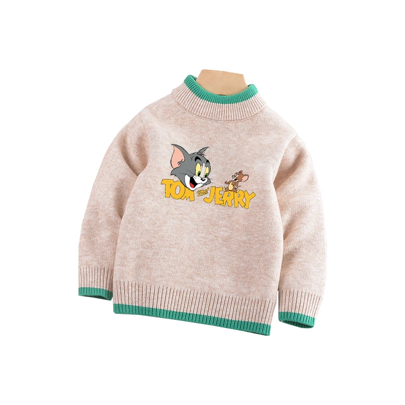 秋冬猫和老鼠男童加厚毛衣毛衣女童冬装儿童宝宝套头针织打底衫