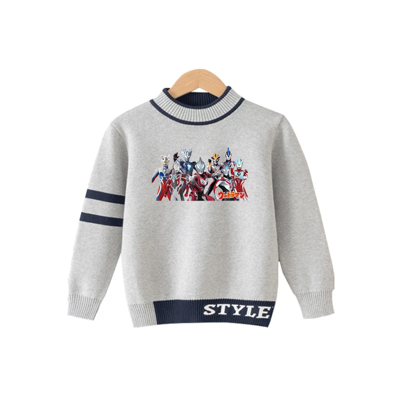 儿童毛衣春秋新款奥特曼衣服圆领毛衣男童洋气套头针织衫男童毛衣