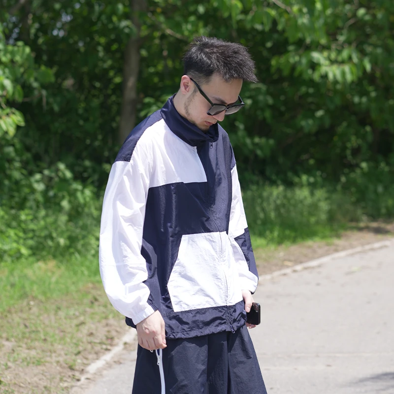 夏季潮流男士户外休闲夹克美式拼色男生外套LS-CQ2305