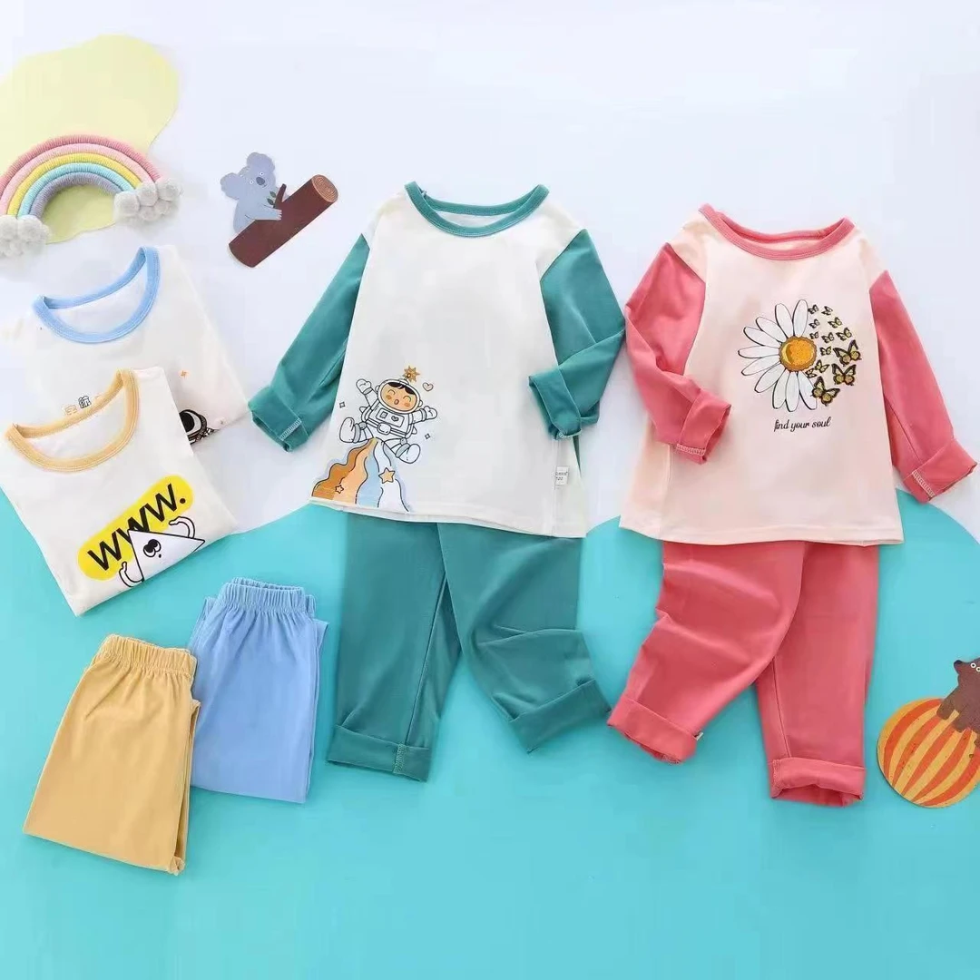 备注编码儿童睡衣男女春秋长袖长裤睡衣两件套男童女童套装家居服