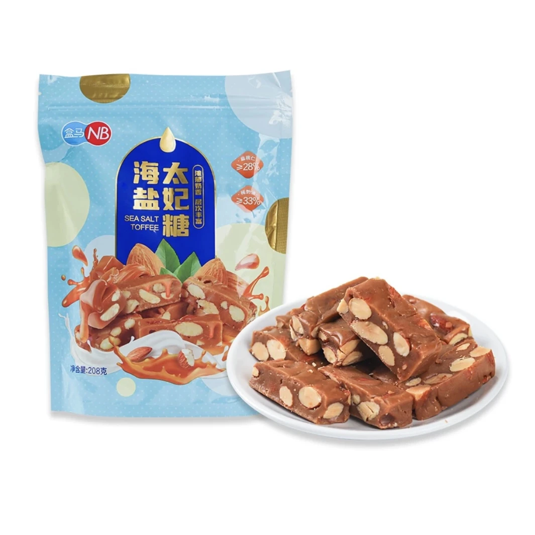 盒马NB海盐太妃糖208g大颗扁桃仁添加稀奶油内含独立袋装皮爷平替