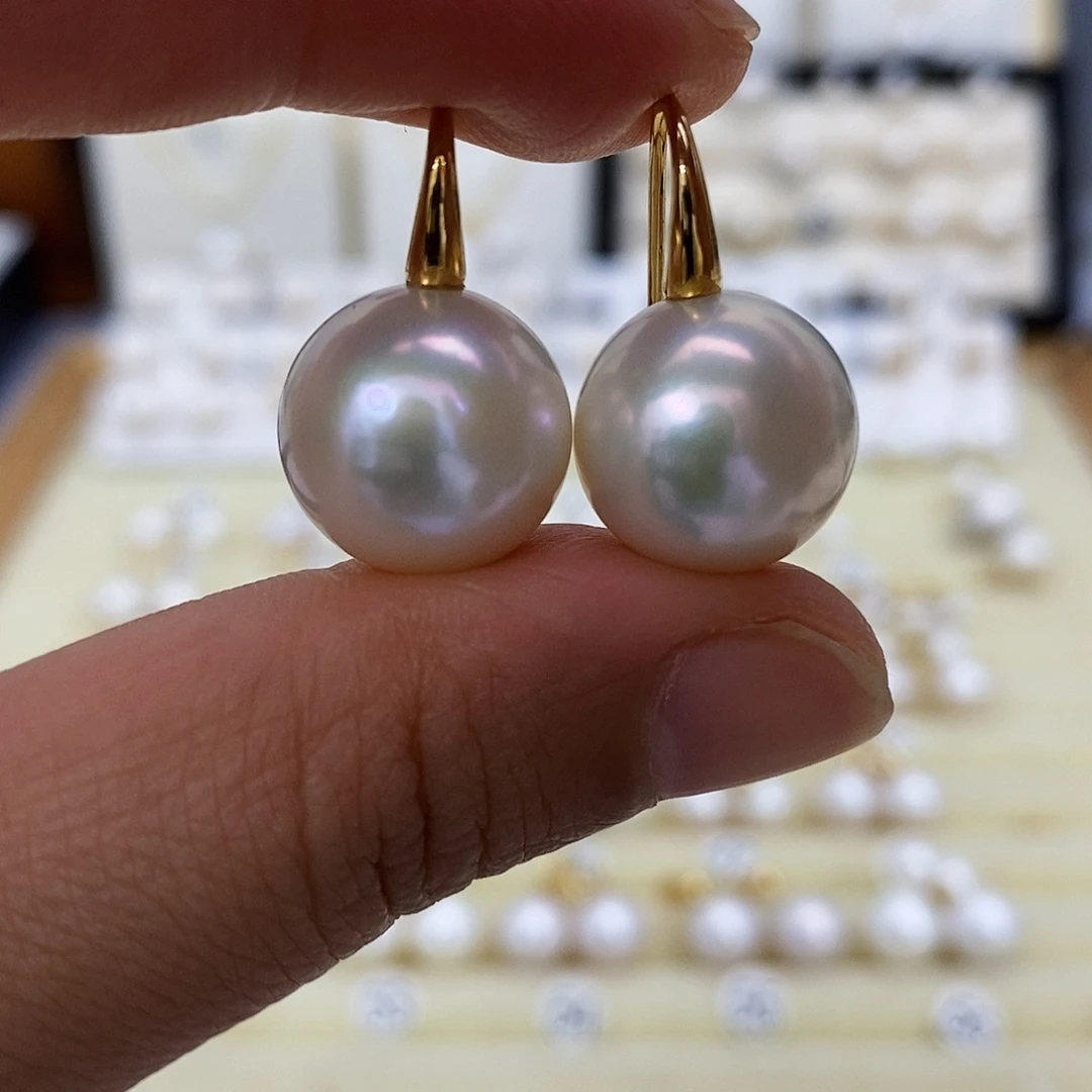 淡水珍珠耳饰18K金镶嵌