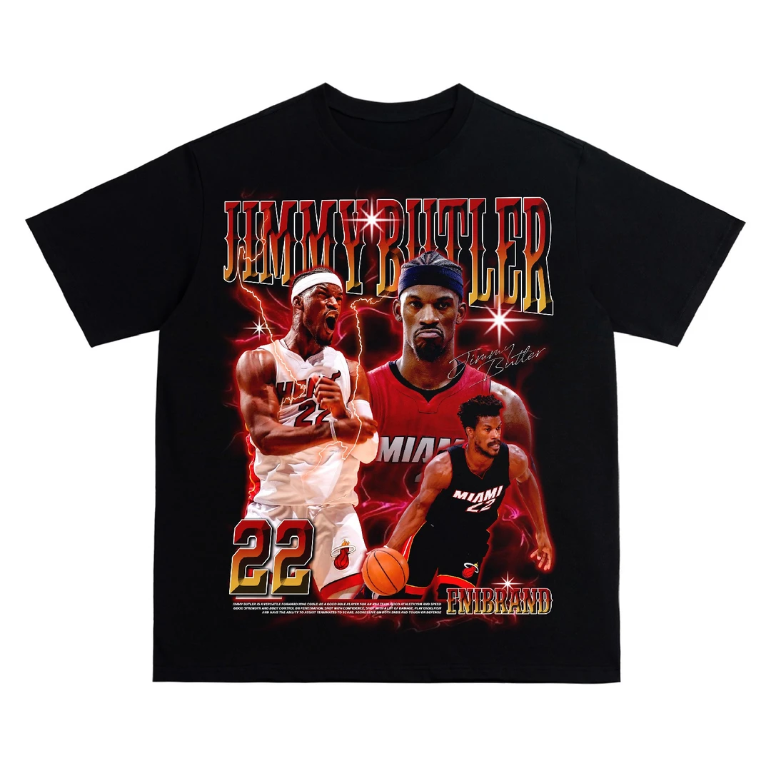 <FNIFNI >吉米巴特勒-美式街头复古纯棉短袖国潮夏季流行男女同款