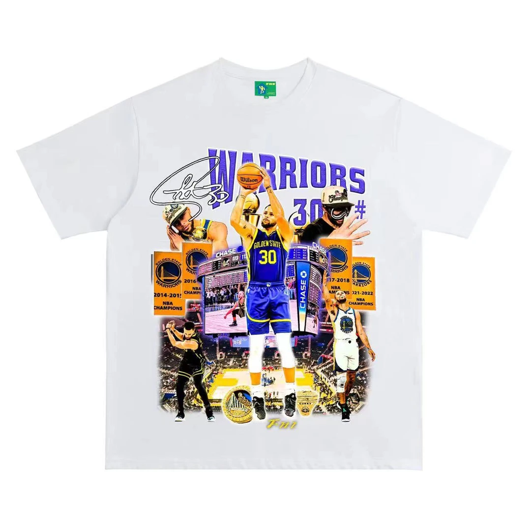 <FNIFNI >库里冠军版-男女同款t恤美式复古纯棉短袖上衣国潮新款