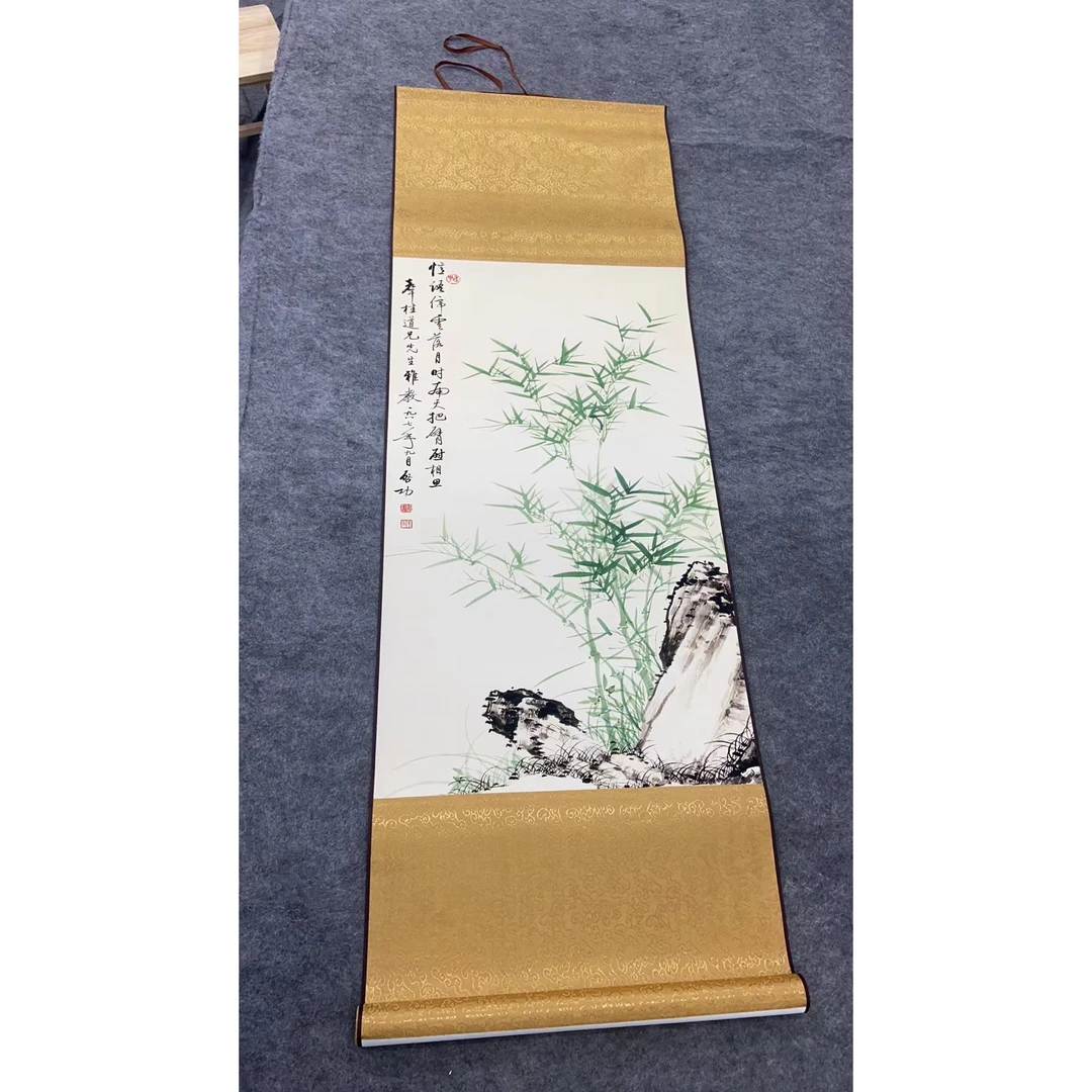 120*40二尺《竹报平安》玄关走廊书房茶室挂画