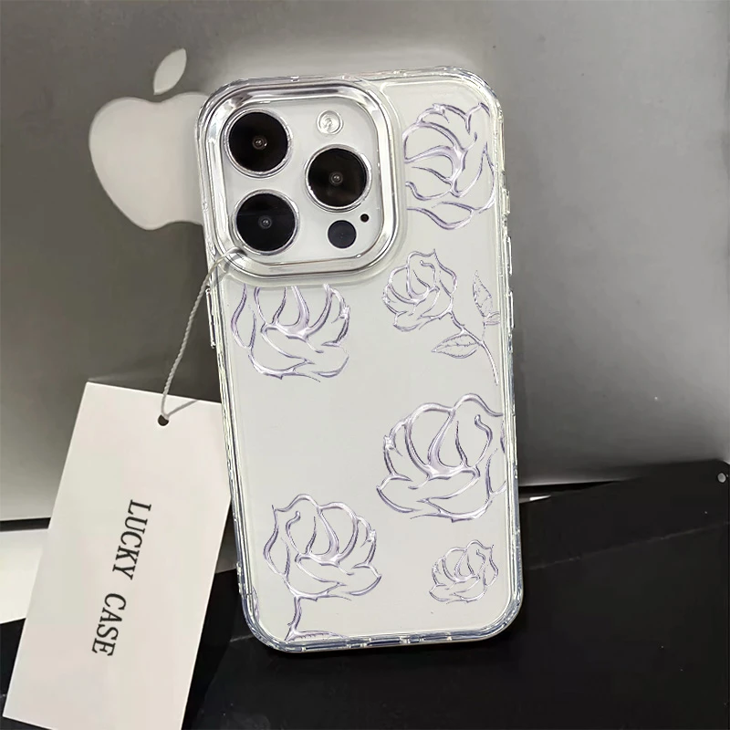 白玫瑰15Promax苹果14手机壳13全包12/11防摔xsmax硅胶xr/x软壳8p