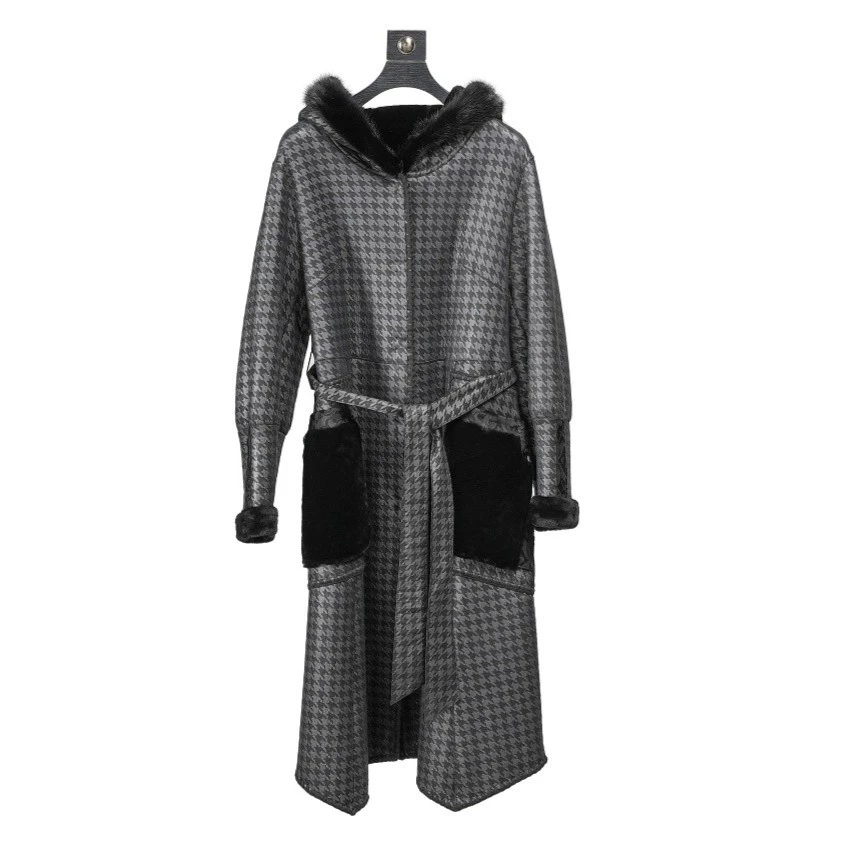 KCYYSA时尚轻奢高端大气设计师女款冬季大衣 千鸟格 OKYJ1221256