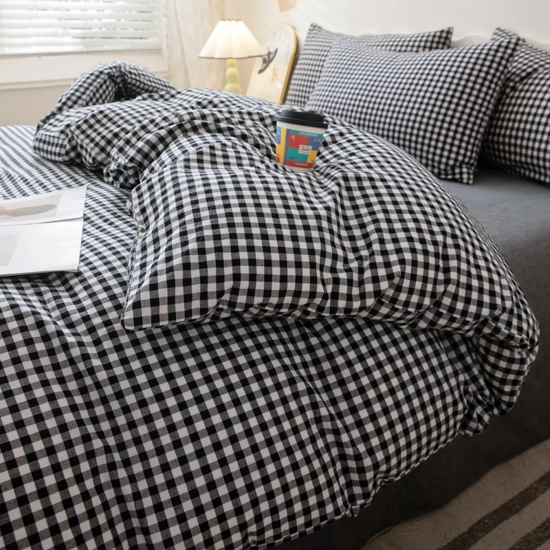 2024新款全棉色织极简风被套被单被罩床单单件亲肤透气床棉被罩冬