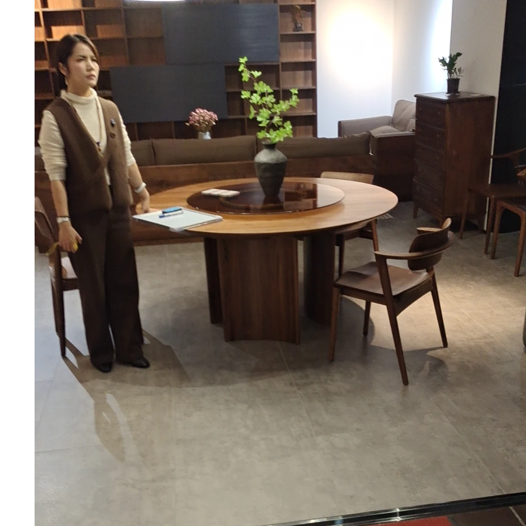 【门店高货】北美黑胡桃圆餐桌