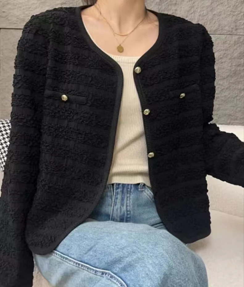 2024秋季时尚新款修身显瘦名媛小香风外套