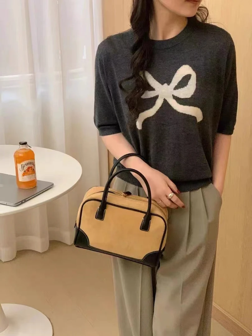 蝴蝶结毛衣外套早春穿搭高级感美式甜美设计感小众套头短款针3256