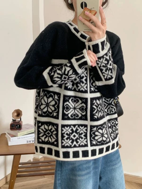 5464女高级感2024秋冬新款针织衫时尚百搭