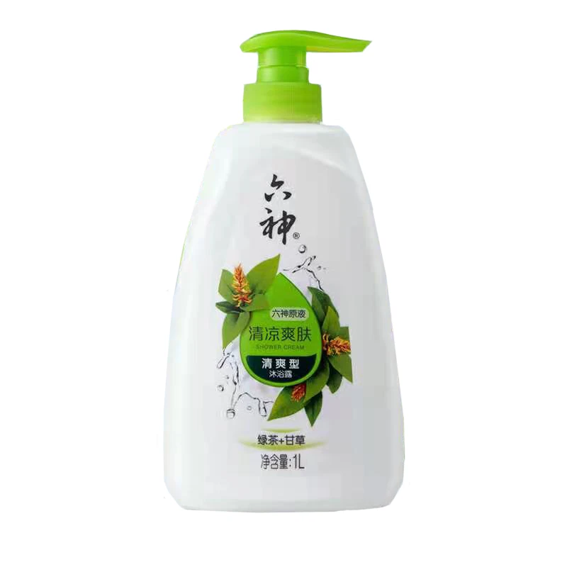 六神清凉爽肤绿茶甘草沐浴露 1L