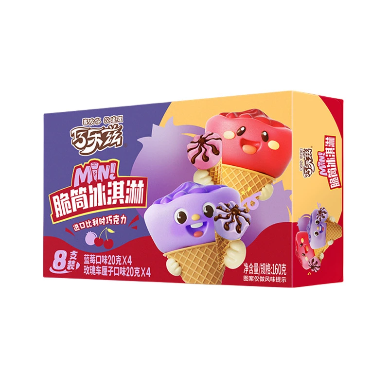 伊利巧乐兹(蓝莓+玫瑰车厘子)脆筒冰淇 20g*8/盒
