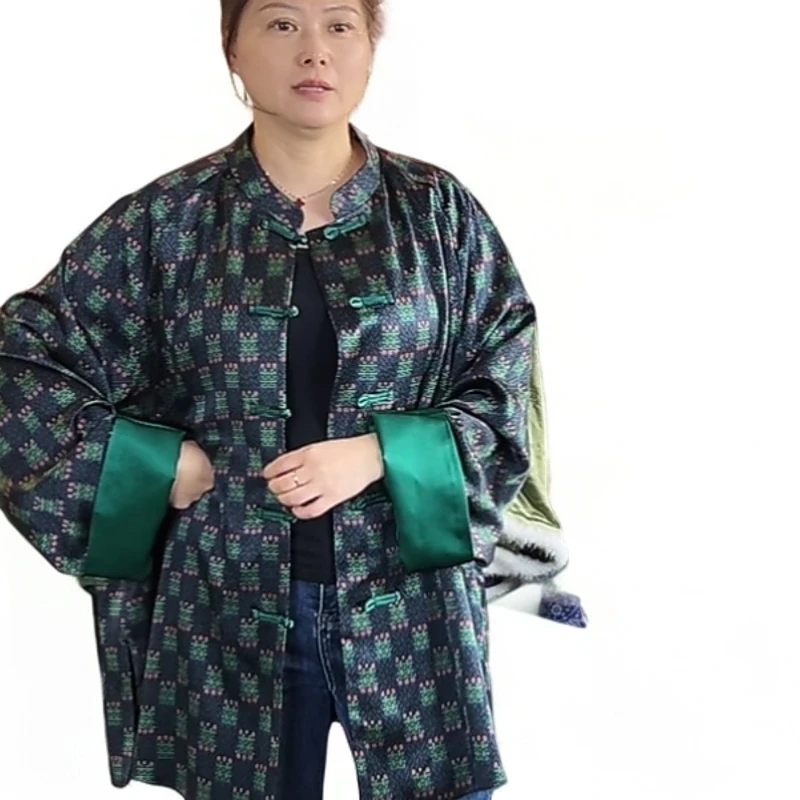 老钱风皮子外套加内衬撞色款新中式女装