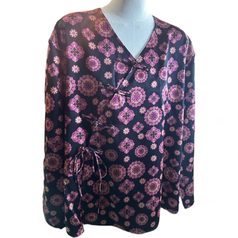 V领上衣皮子50姆米新中式香云纱