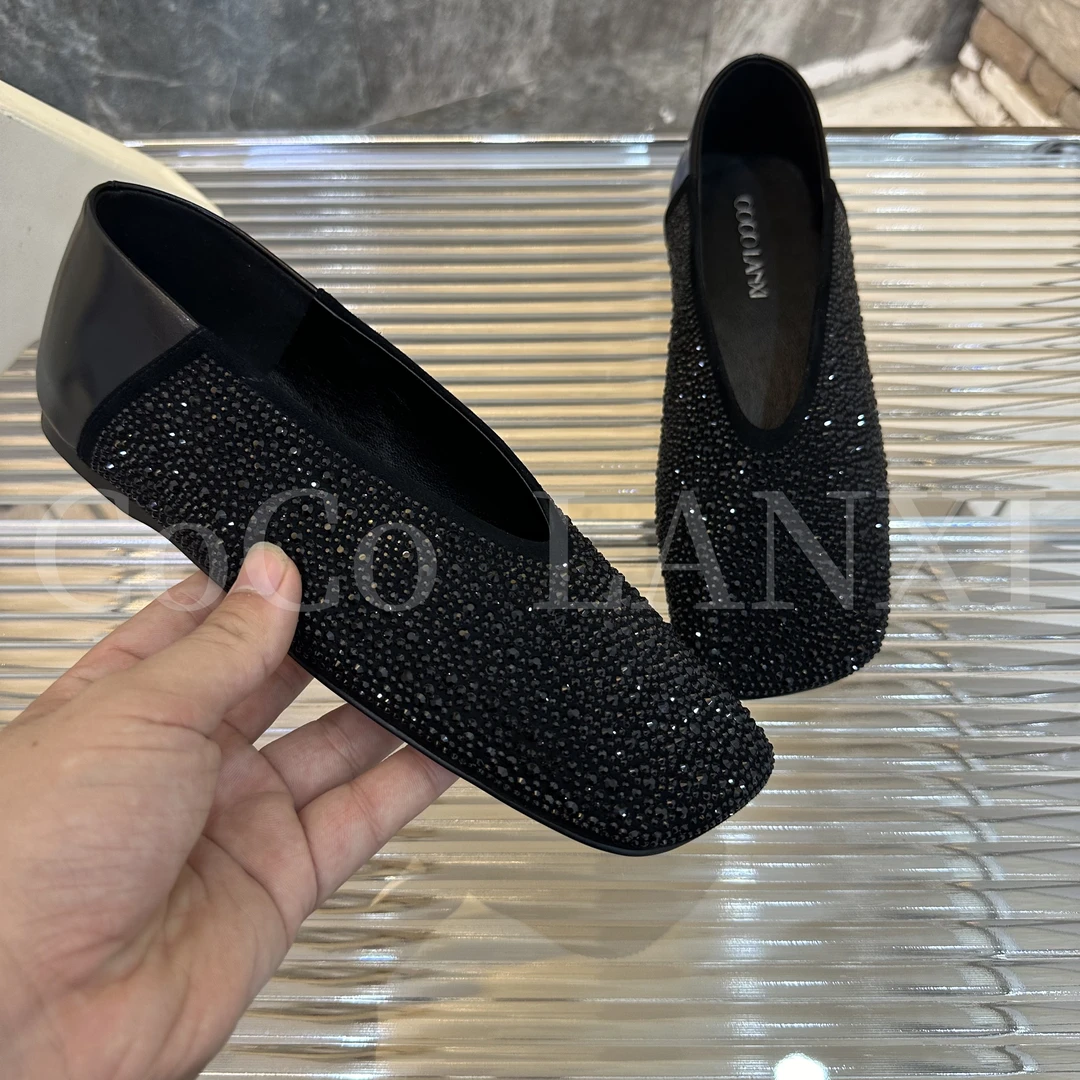 【沐风】气质百搭软底包头高跟浅口满钻小单鞋24DX315LX