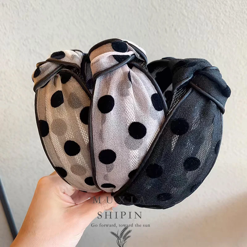 沐夏MUXIA 韩风网红波点发箍秋冬百搭发带洗脸头箍女款宽边压发卡