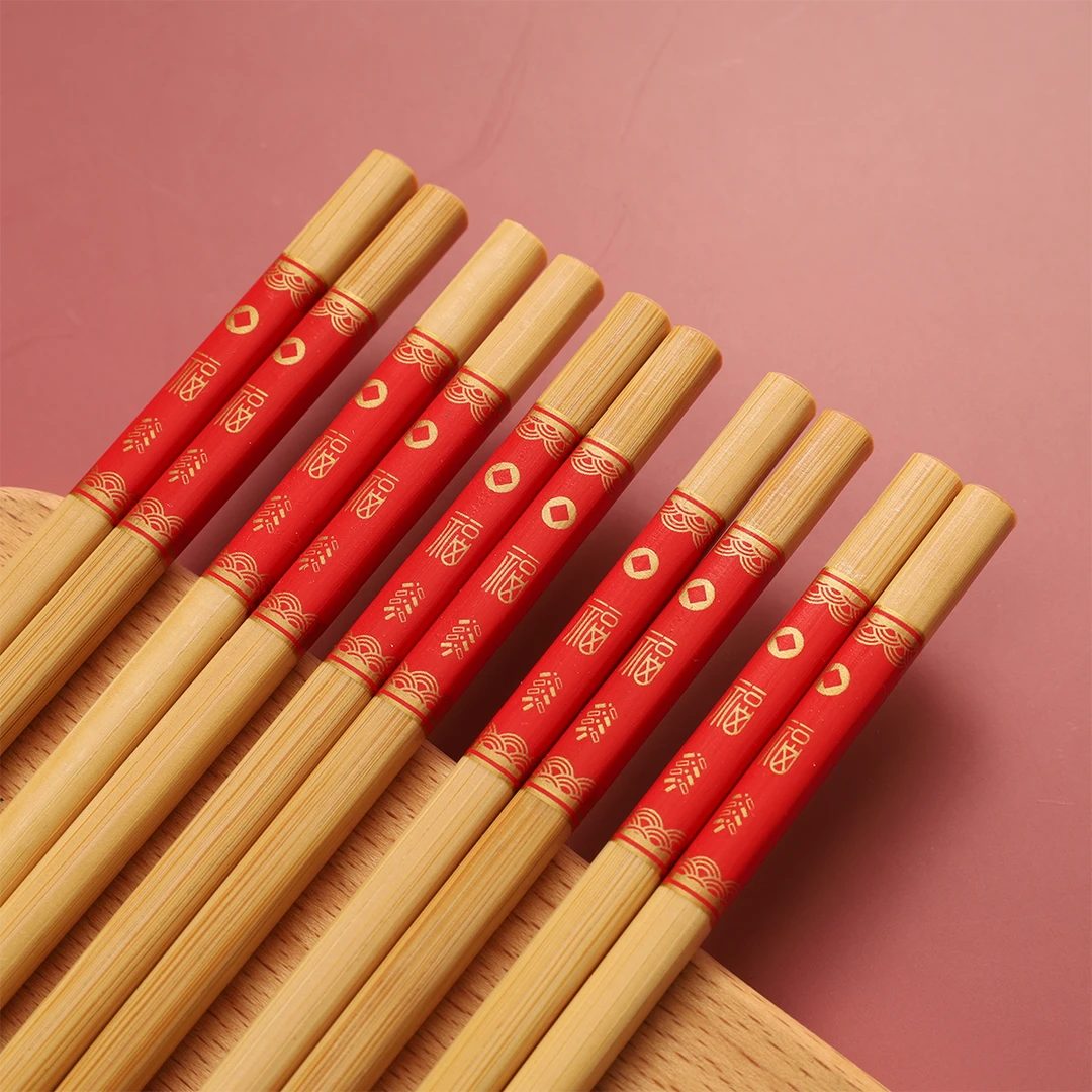 筷子家用新款高档天然楠竹筷子过年酒席中式福字筷子专用防霉